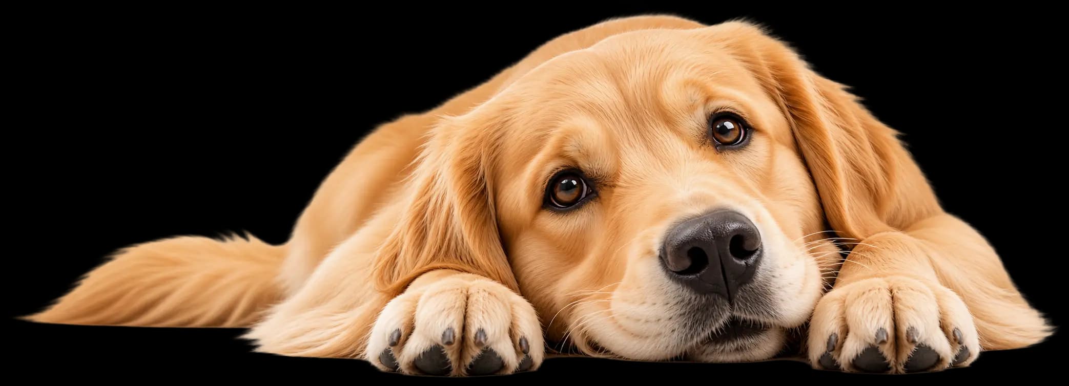 Golden Retriever mit dem Kopf auf den Pfoten